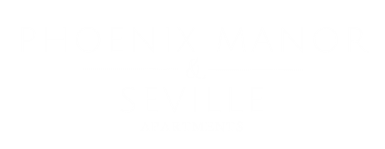 a green background with the words phoenix manor and seville apartments on it